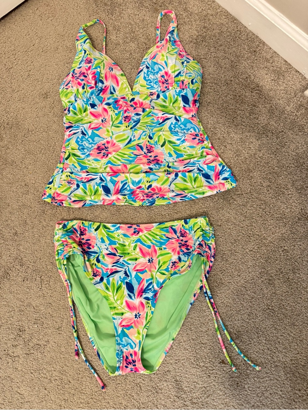 Stella Parker Women's Floral Tankini Swimsuit Set Large